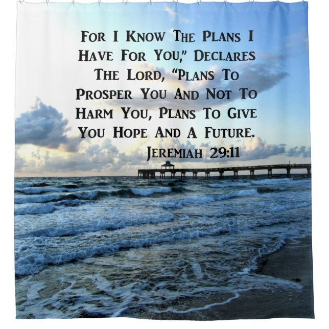 OCEAN SCENE JEREMIAH 29:10 FOTO DESIGN DUSCHVORHANG (Vorderseite)