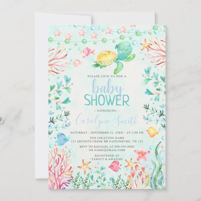 Ocean Sea Baby Shower Einladung (Vorderseite)
