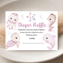 Ocean Sea Baby Shower Girl Pink Diaper Raffle