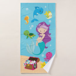 Ocean Sea Friends Niedlicher Cartoon Mermaid & Tre Badhandtuch Set