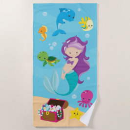 Ocean Sea Friends Niedlicher Cartoon Mermaid & Tre Strandtuch