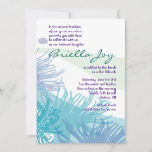 Ocean Sea Life Bat Bar Mitzvah Einladung
