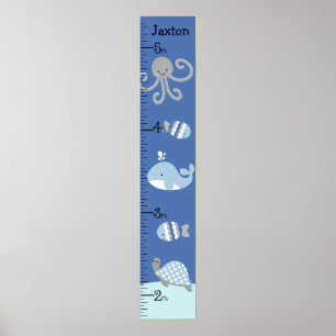 Ocean Sea Life Blue Gray Growth Chart Behalten auf Poster