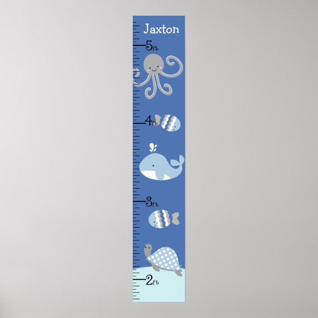 Ocean Sea Life Blue Gray Growth Chart Behalten auf Poster (Vorne)