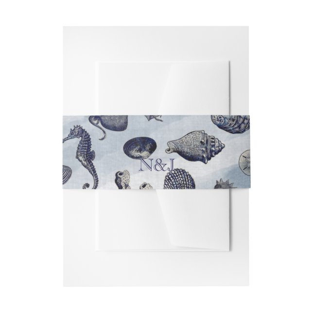 Ocean Sea Life Nautical Seashells Beach Wedding Einladungsbanderole (Vorderseite Beispiel)