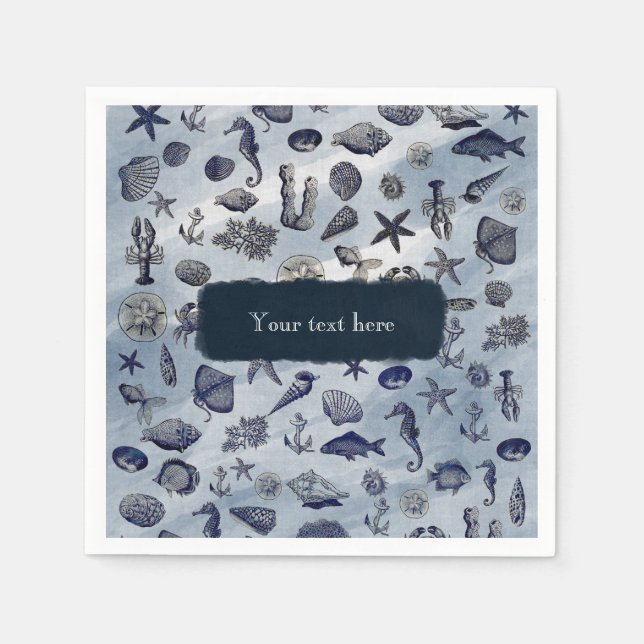 Ocean Sea Life Nautical Seashells Beach Wedding Serviette (Vorderseite)