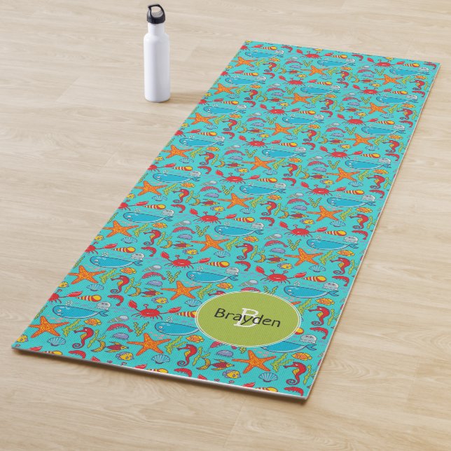 Ocean Sea Life Niedlich Fish Muster Personalisiert Yogamatte (Beispiel)