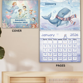 Ocean Sea Life Personalized Kids Calendar 2026 Kalender