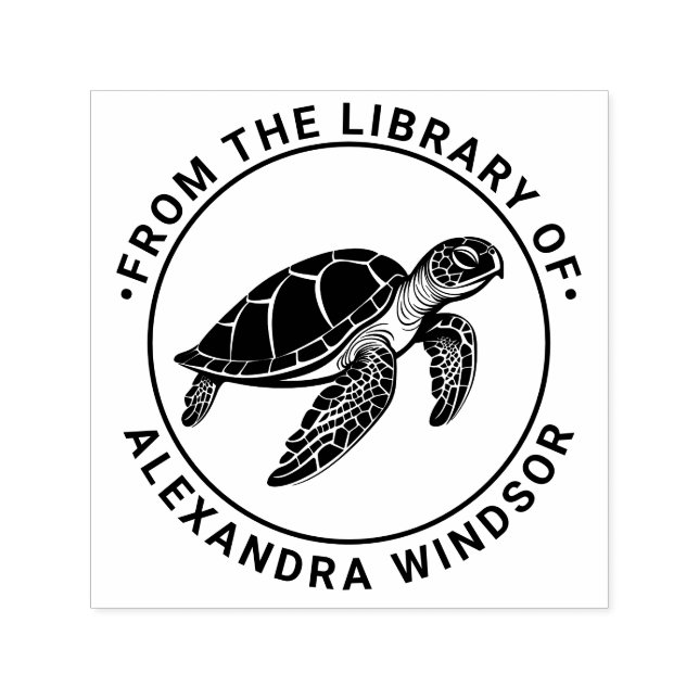 Ocean Sea Turtle #4 Library Book Name Permastempel (Design)