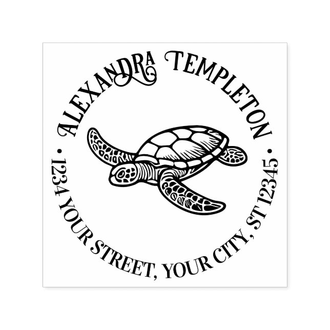 Ocean Sea Turtle #7 Name Rücksendeadresse Permastempel (Design)