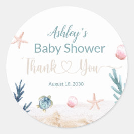 Ocean Sea Turtle Girl Vielen Dank Baby Showfavorit Runder Aufkleber