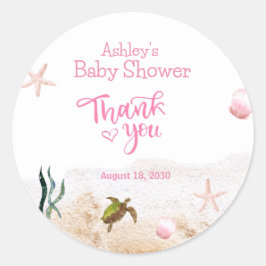 Ocean Sea Turtle Girl Vielen Dank Baby Showfavorit Runder Aufkleber