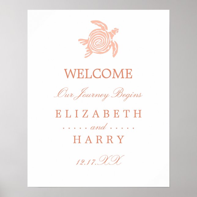 Ocean Sea Turtle, Soft Coral Beach Hochzeitsempfan Poster (Vorne)