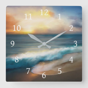 Ocean Sea View 283 Sunset Quadratische Wanduhr