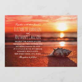 Ocean Seashell Sunset Beach Themed Wedding Einladung