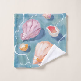 Ocean Seashells Watercolor Coastal Beach Sea Waschlappen