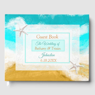 Ocean Seaside Coastal Starfish Wedgebook Gästebuch
