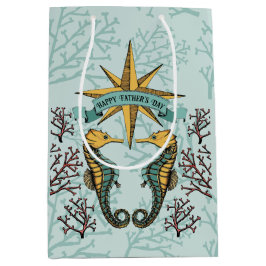 Ocean Seepferd & Coral Happy Vathers Day Foto Mittlere Geschenktüte