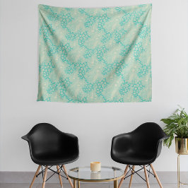 Ocean Shells Sea Waves Abstract Vintage Pattern Wandteppich