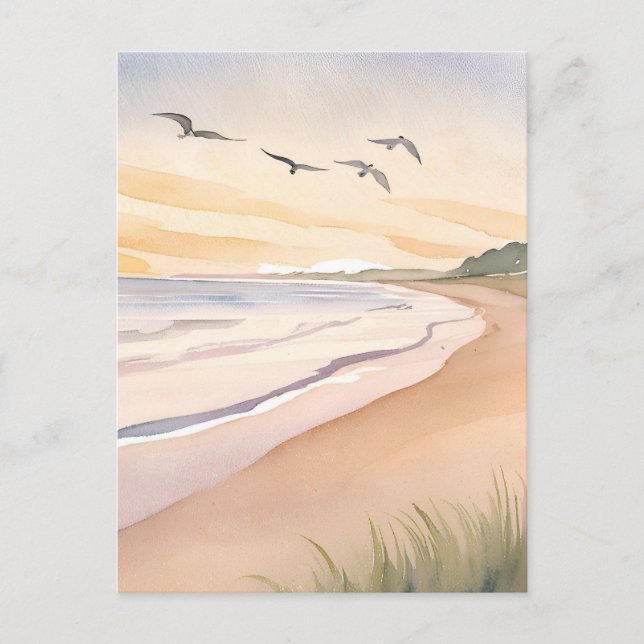 Ocean Shore | Bright Airy Watercolor Postkarte (Vorderseite)