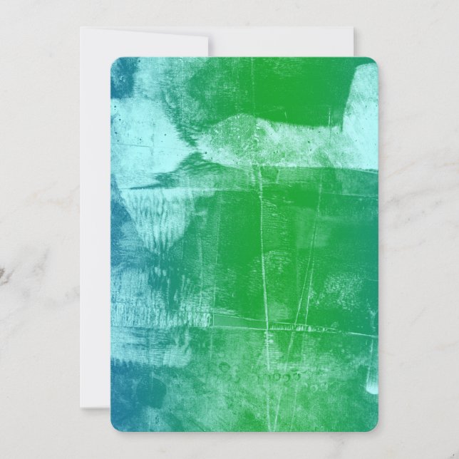 Ocean Sky Blue Green Abstrakt Baby Dusche Einladung (Vorderseite)