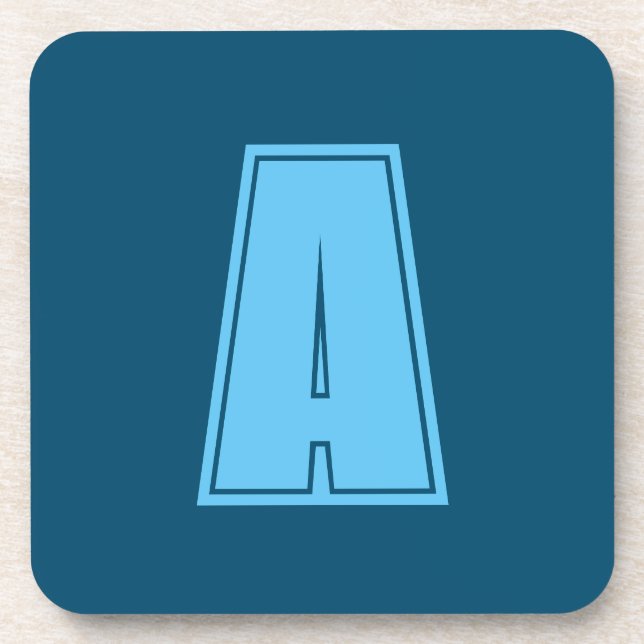 Ocean & Sky Blue Initial Monogram Calligraphy Chic Getränkeuntersetzer (Vorderseite)