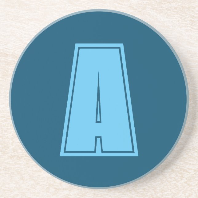 Ocean & Sky Blue Initial Monogram Calligraphy Chic Getränkeuntersetzer (Vorne)