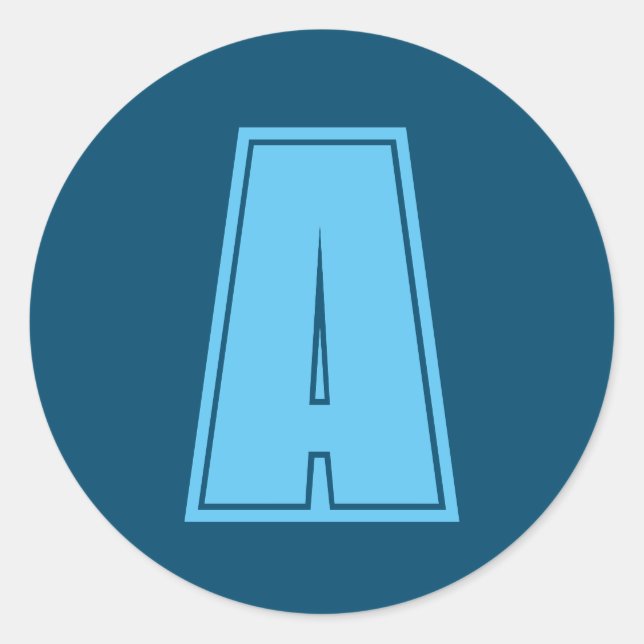 Ocean & Sky Blue Initial Monogram Calligraphy Chic Runder Aufkleber (Vorderseite)