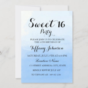 Ocean Sky Blue Ombre Pastel Sweet 16 Einladung