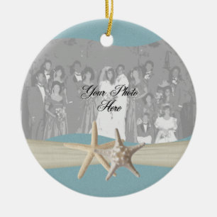 Ocean Sky Blue Starfish Foto Keramikornament