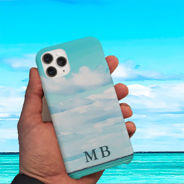 Ocean Sky Monogram Travel Aqua Blue Case-Mate iPhone Hülle (Von Creator hochgeladen)