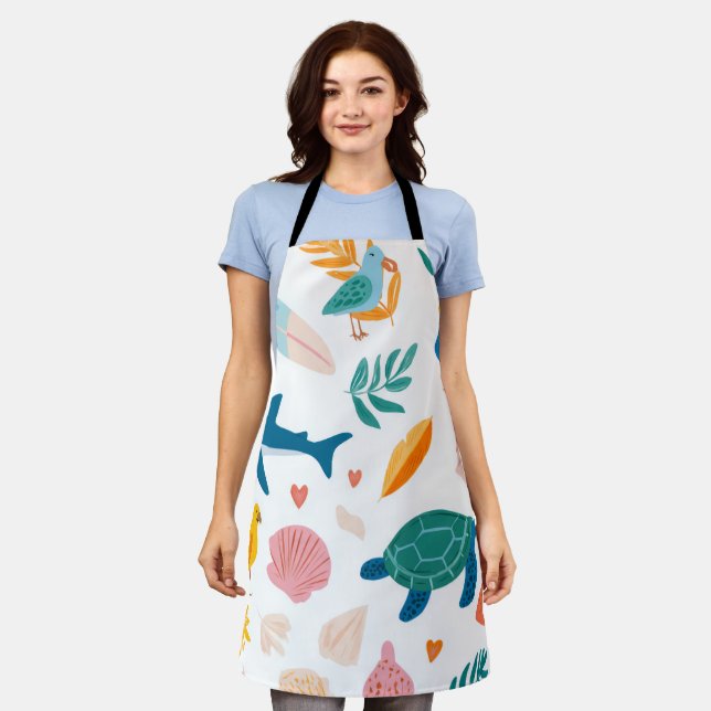 Ocean Soul All-Over Druck Schürze Geschenk (Getragen)