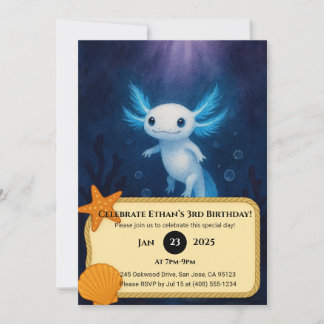 Ocean Spirit Axolotl Birthday Einladung