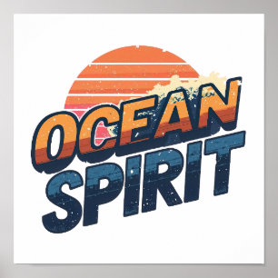 "Ocean Spirit" Retro-Sommer-Grafik Poster