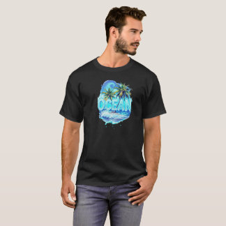 OCEAN Splash Palm - Tropfen T-Shirt mit tropischem