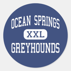 Ocean Springs - Windhunde - hoch - Ocean Springs Runder Aufkleber