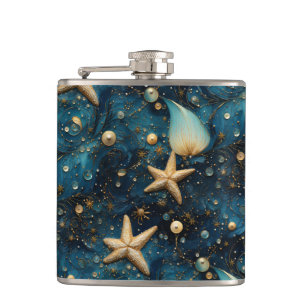 Ocean Starfish Muster Vinyl Wrapped Flask Flachmann