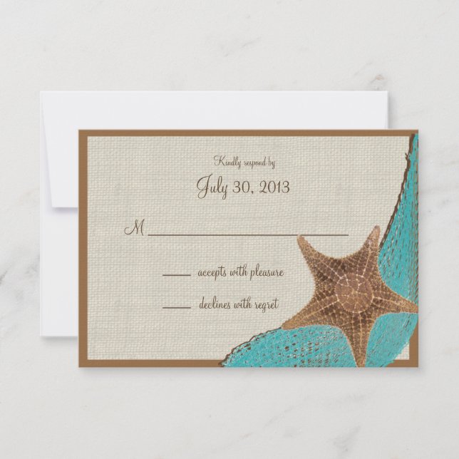 Ocean Starfish Response Card RSVP Karte (Vorderseite)