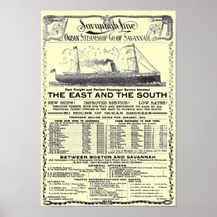 Ocean Steamship Co of Savannah 1904 Poster
