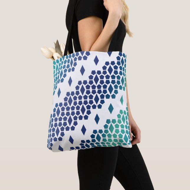Ocean Storm Blue Diamond und Honeycomb Muster (Von Nahem)