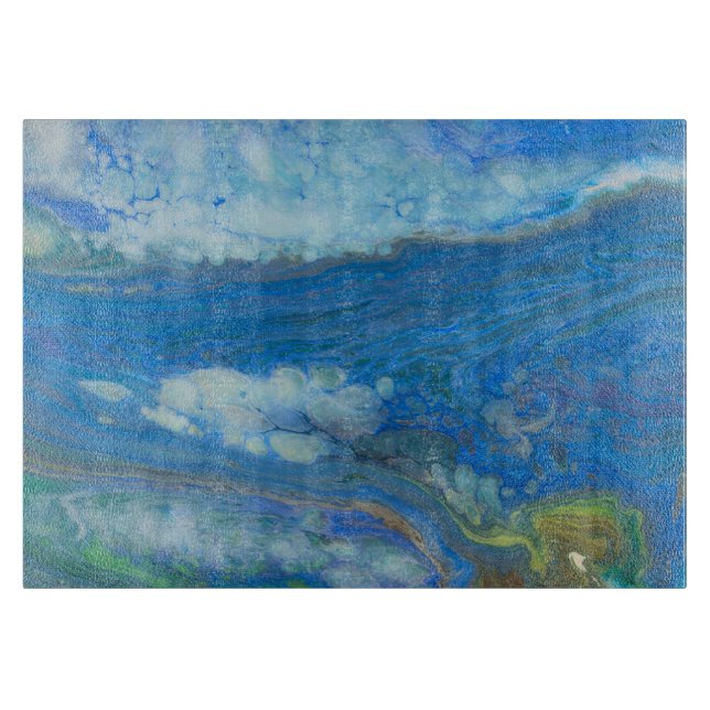 Ocean Stream Acrylic Fluid Art Schneidebrett (Vorderseite)