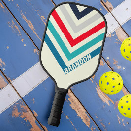 Ocean Striped Nostalgic Vintag mit Name Pickleball Schläger