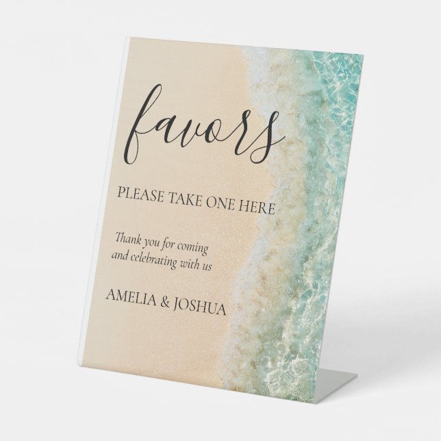 Ocean Summer Blue Beach Weißer Sand Gastgeschenke  Sockelschild (Vorderseite)