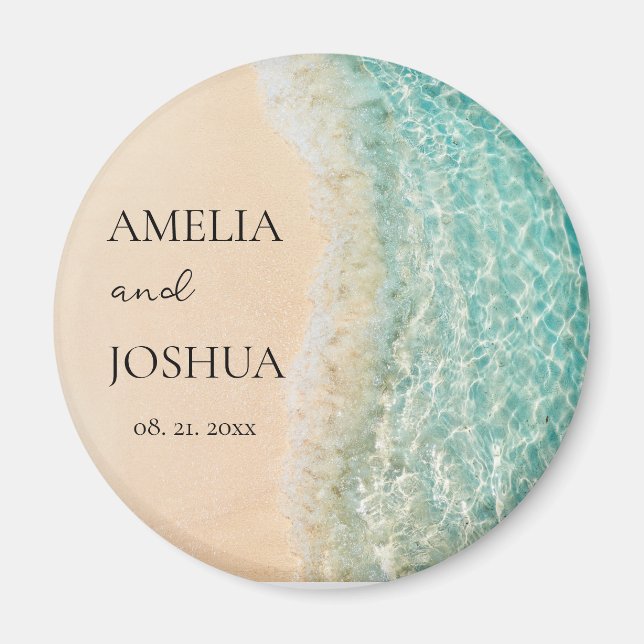 Ocean Summer Blue Beach White Sand Wedding Party Magnet (Vorne)