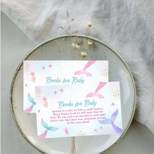 Ocean Summer Meerjungfrau Schwanz Bücher für Babyd Begleitkarte (Ocean Summer Mermaid Tail Books For Baby Shower Enclosure Card)