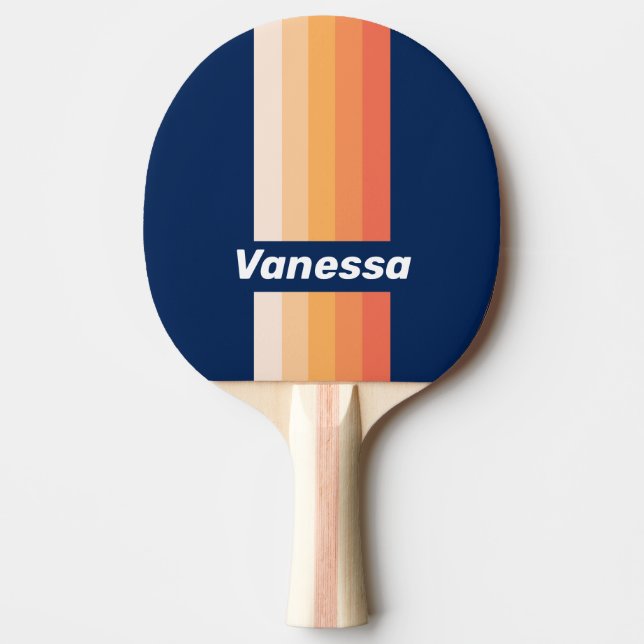 Ocean Sun Fall Pin Stripes with Name Tischtennis Schläger (Vorderseite)