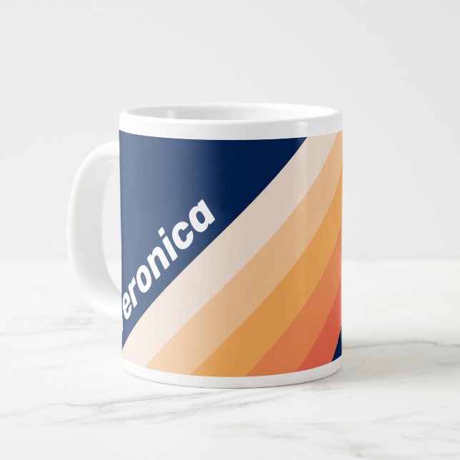 Ocean Sun Fall Stripes with Name Jumbo-Tasse (Vorderseite Links)