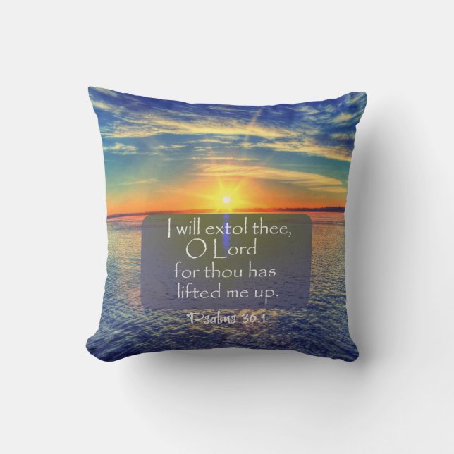 Ocean Sunrise mit Psalms Bible Verse Kissen (Vorderseite)