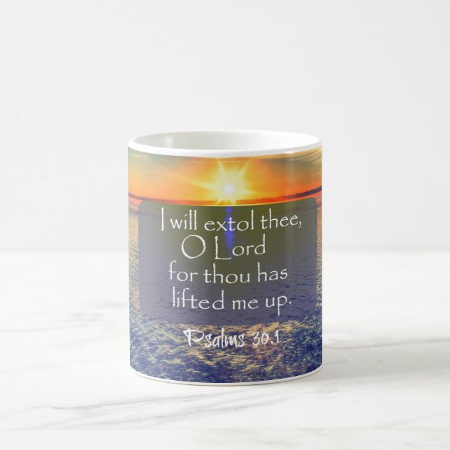 Ocean Sunrise mit Psalms Bible Verse Tasse (Mittel)