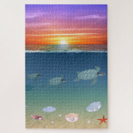 Ocean Sunrise, Schildkröten, Sterne, Muscheln & Pe Puzzle